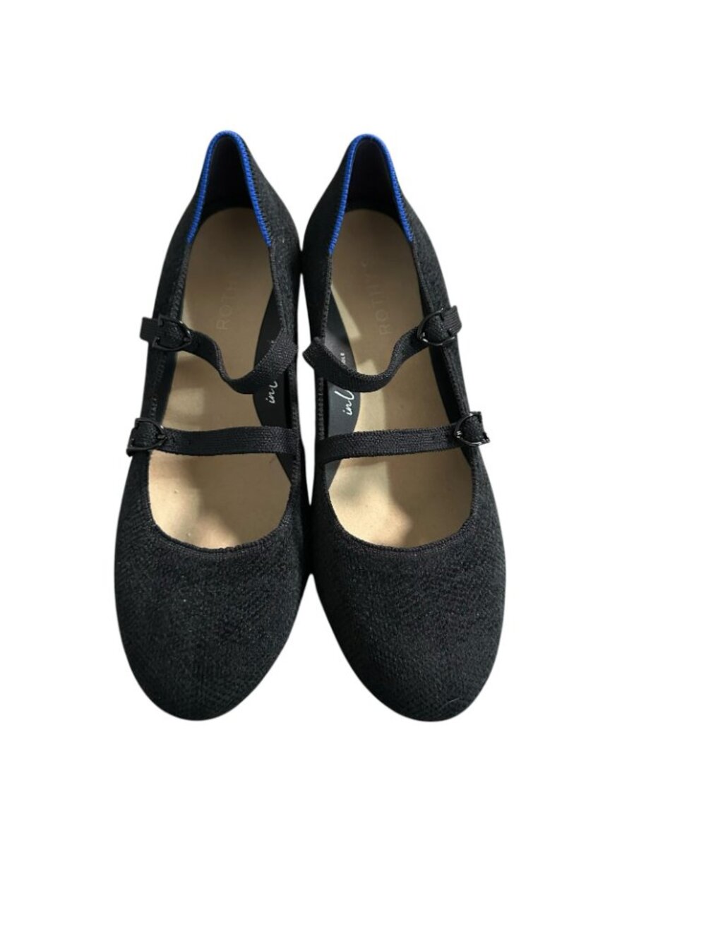 Rothy's ReVelvet Double Buckle Mary Jane Heels Black US Size 8 NEW Office Casual - Picture 6 of 12